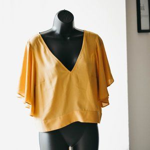 NWT Express Gold/Mustard Cropped Open Back Blouse